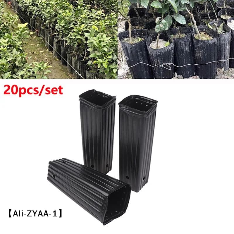 【A】20Pcs Black Square Nursery Pots Deep, Plastic Seed Starting Containers with Ventilation Drainage, Flower Plant Tree Pots