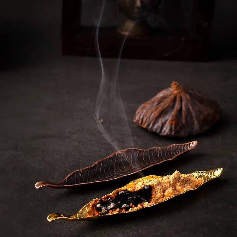 Portaincenso Catcher di cenere Foglie lunghe Meditazione Yoga Decorazioni per la casa Accessori Bruciatori di incenso per bastoncini di incenso Coni in polvere