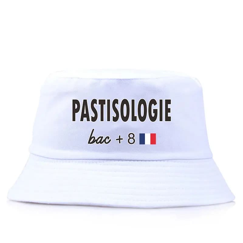 Pastisologie Bac + 8 Bob Chapeau Citazione francese Cappello da pescatore reversibile Marsiglia Pastis Fans Summer Outdoor Sun Style per uomo Donna