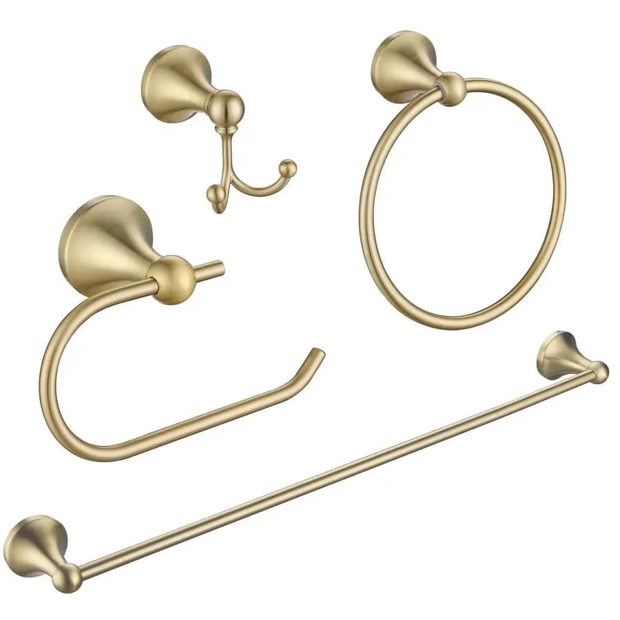 Pezzo Set di accessori da bagno in oro Accessori da bagno in oro spazzolato, portasciugamani da 23,6 pollici Porta asciugamani Porta carta igienica Towe a mano