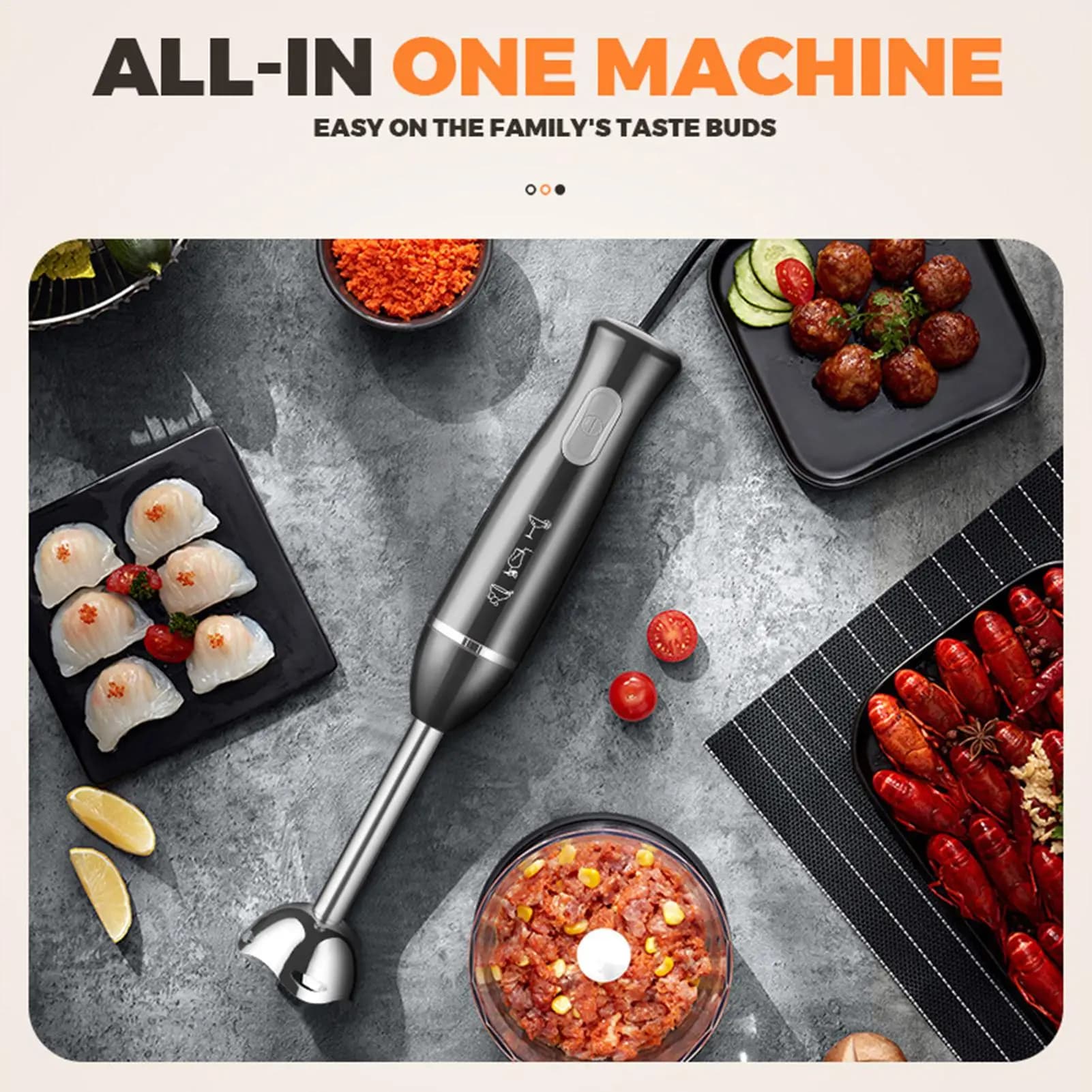 Stainless Steel Electric Dive Blender, Cooking Tools for Succhi, Soupe, Puree and Children's Food, for Home, Office and Travel