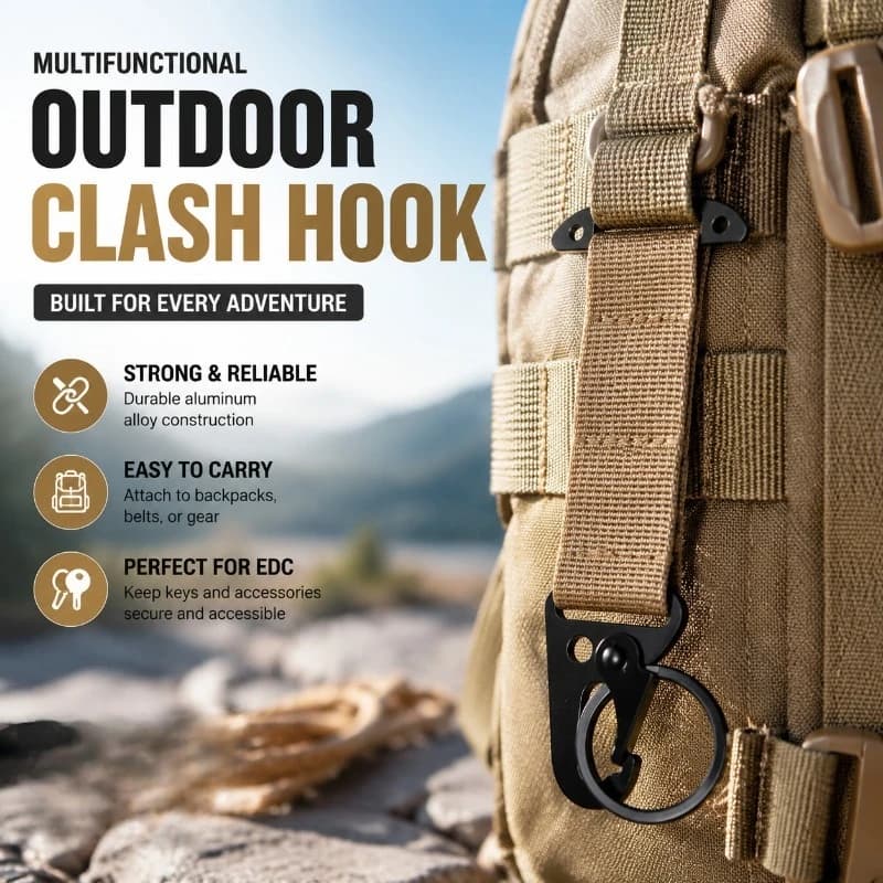 Multifunctional Outdoor Hook Nylon Webbing Belt Buckle Aluminum Carabiner Clip for EDC Keychain Gear Accessories