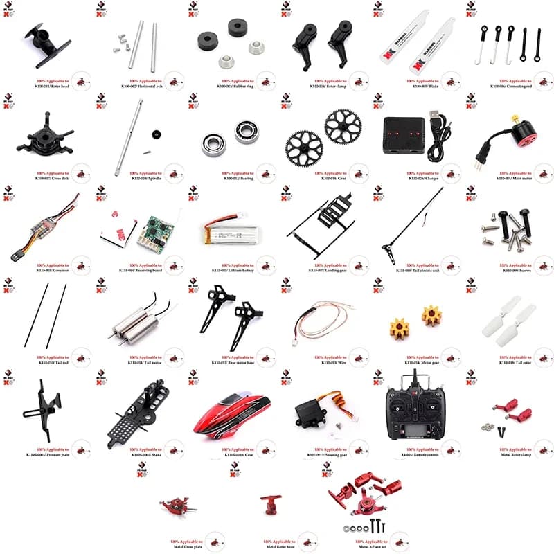 Accessori Wltoys X K110S K110 V977 - Ricambi Elicottero RC: Motore Brushless, Pale, Ingranaggi, ESC, Ricevitore, Ingranaggio Principale, Albero Pale, Servo