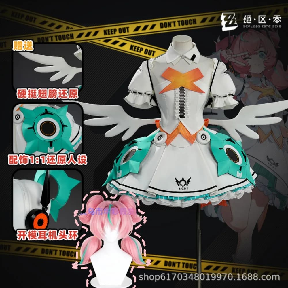 Costume Cosplay Zenless Zone Zero Aery with Ali, Accessories, Gloves, Wig, Set for Halloween and Theater Shows