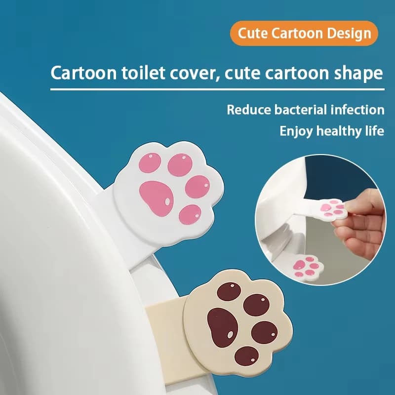 Maniglia per WC simpatico cartone animato 1/2 pezzi, dispositivo di rimozione creativo del coperchio dell'artiglio di gatto, comodo dispositivo di rimozione del coperchio ribaltabile in plastica