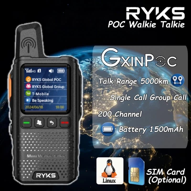 RY-G350 per walkie talkie ptt globale 4g android 4g radio walkie talkie vhf uhf