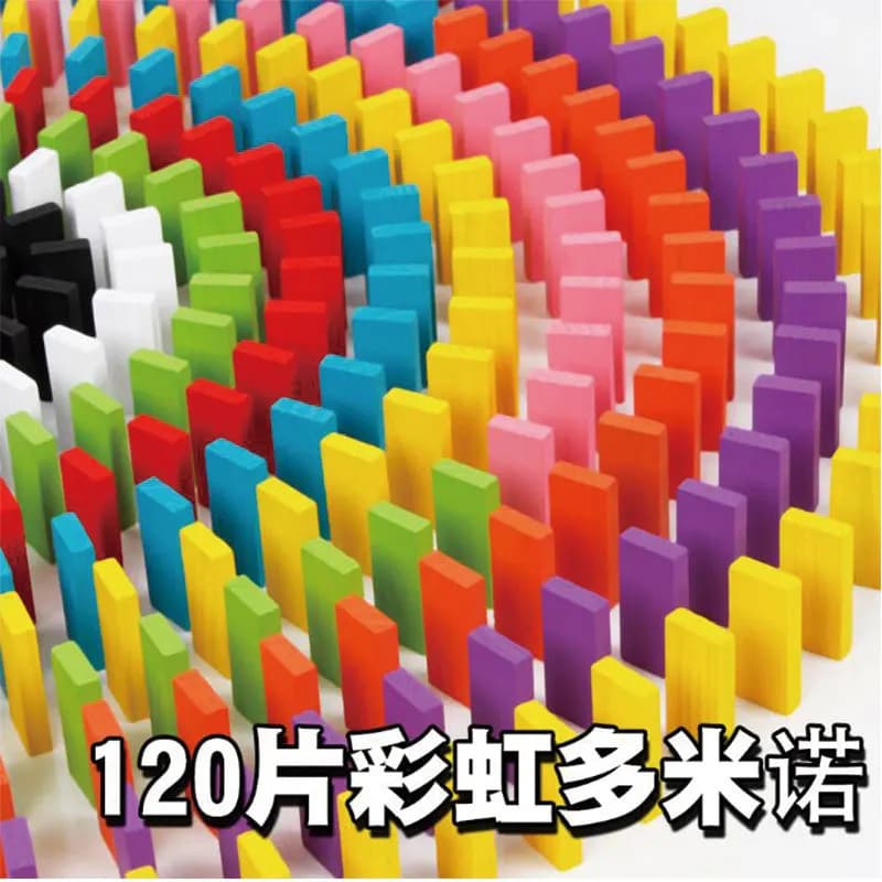 Blocchi domino in legno colorati 120 pezzi Puzzle per bambini per l'educazione precoce Giocattoli in legno