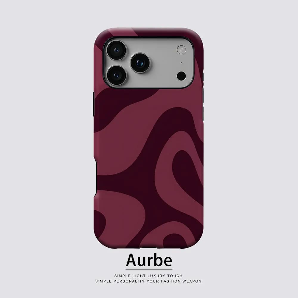 Custodia Aurbe Matte 2-in-1 con Pellicola e Supporto MagSafe per iPhone 17 16 15 14 Plus 17 Pro Max, Antiurto, Rigida, Effetto Bordeaux Flow