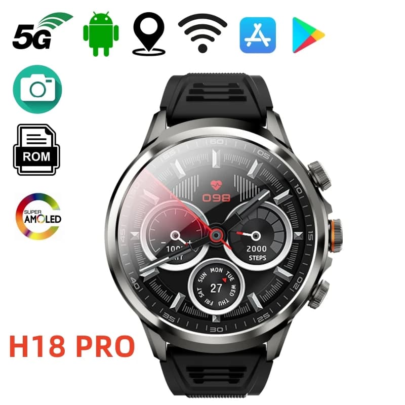 H18 PRO 1.95 Grande Schermo 1880mah Batteria 4G Android Smart Watch Supporto GPS WIFI 256GBROM Google Play Store HD Videochiamata Orologio
