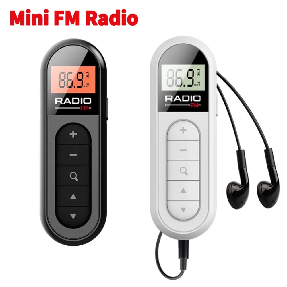 Mini ricevitore radio portatile radio FM tascabile con display LCD retroilluminato Antenna ricevente per cuffie da 3,5 mm Ricarica di tipo C