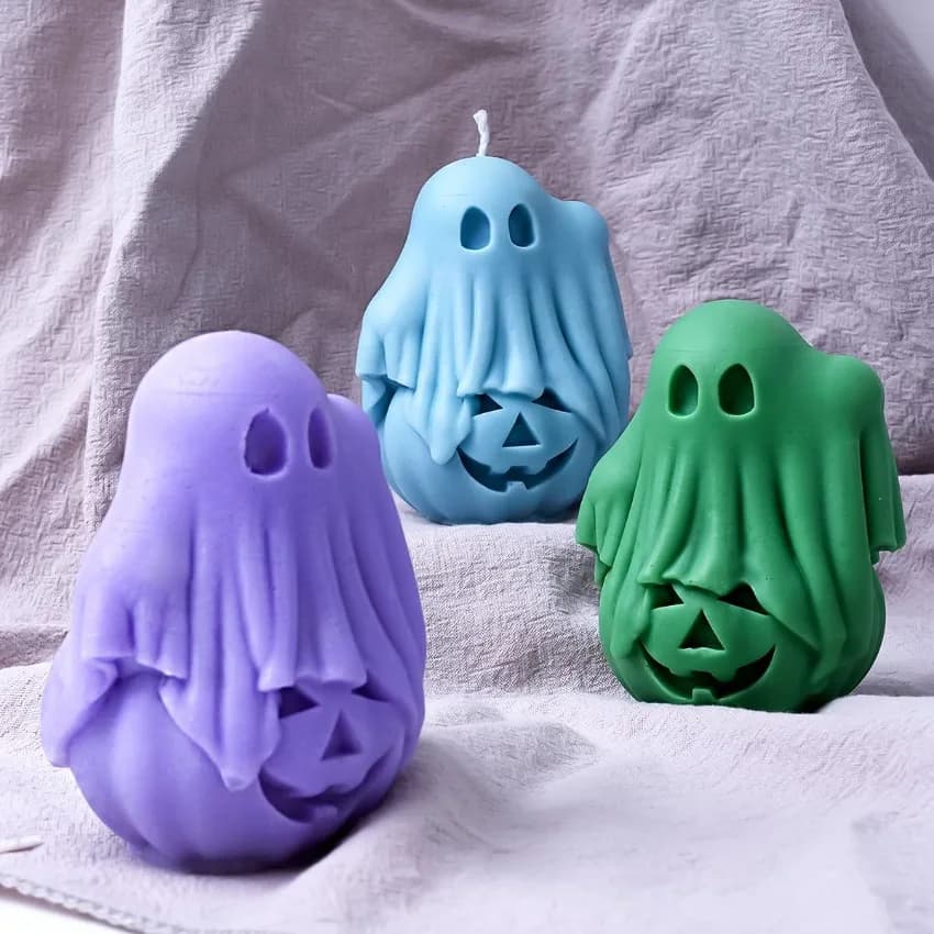 Handmade Halloween Creative Cute Monster Gypsum DIY Pumpkin Ghost Candle Mold Concrete Silicone Mold 3D Scented Crafts Ornaments