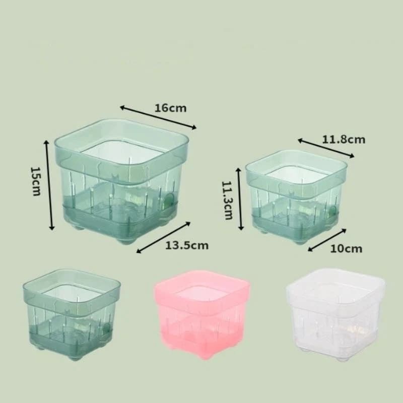 Vaso per Piante Quadrato con Vista a Sfera, Traspirante e Drenante, in Plastica, per Piccole Piante e Fiori, Decorazione Casa e Ufficio