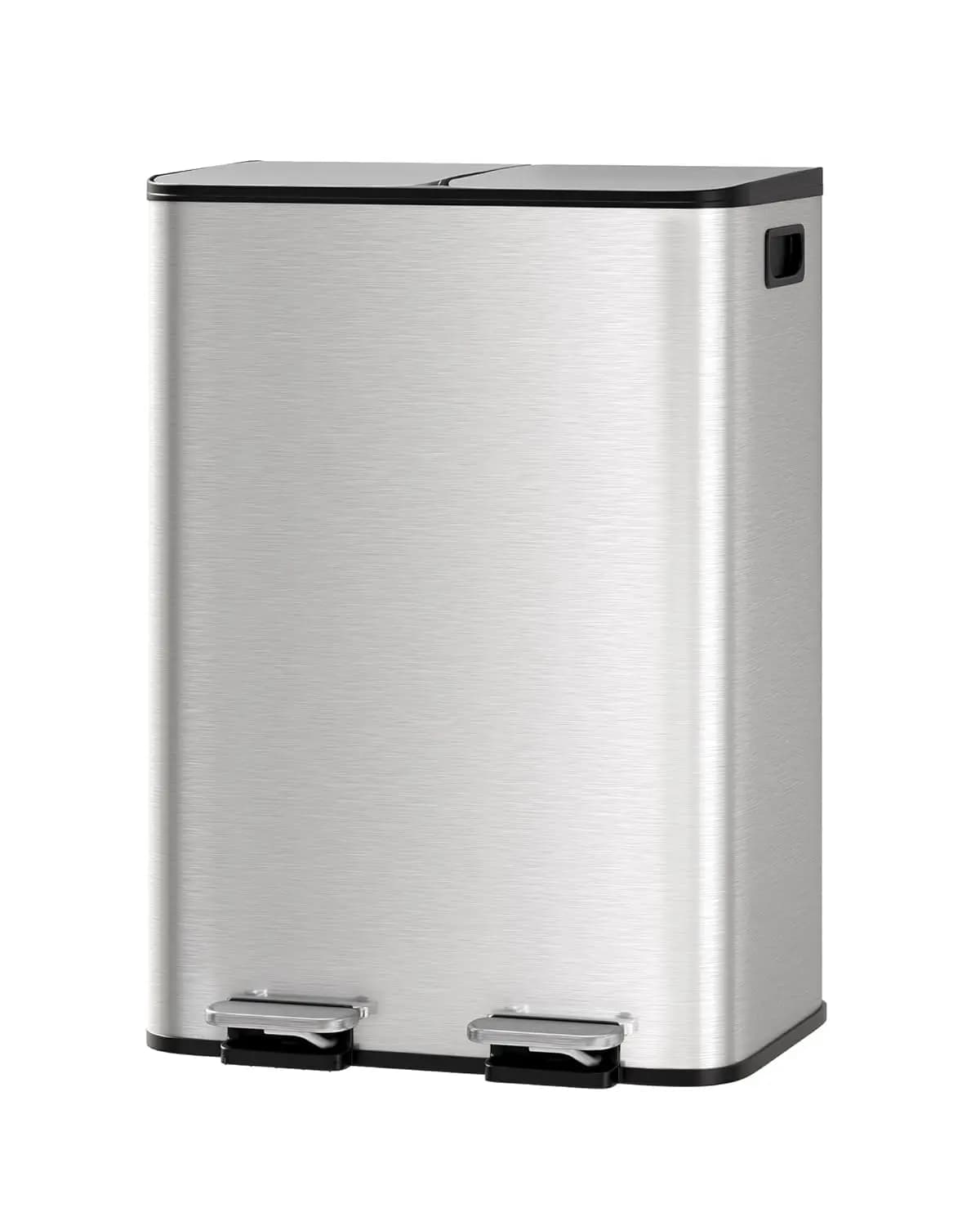 GarveeHome Set di 2 Bidoni per Rifiuti in Acciaio Inox da 8 Galloni con Coperchio per Cucina, Grande Contenitore Doppio per Rifiuti e Riciclo, con Apertura a Pedale