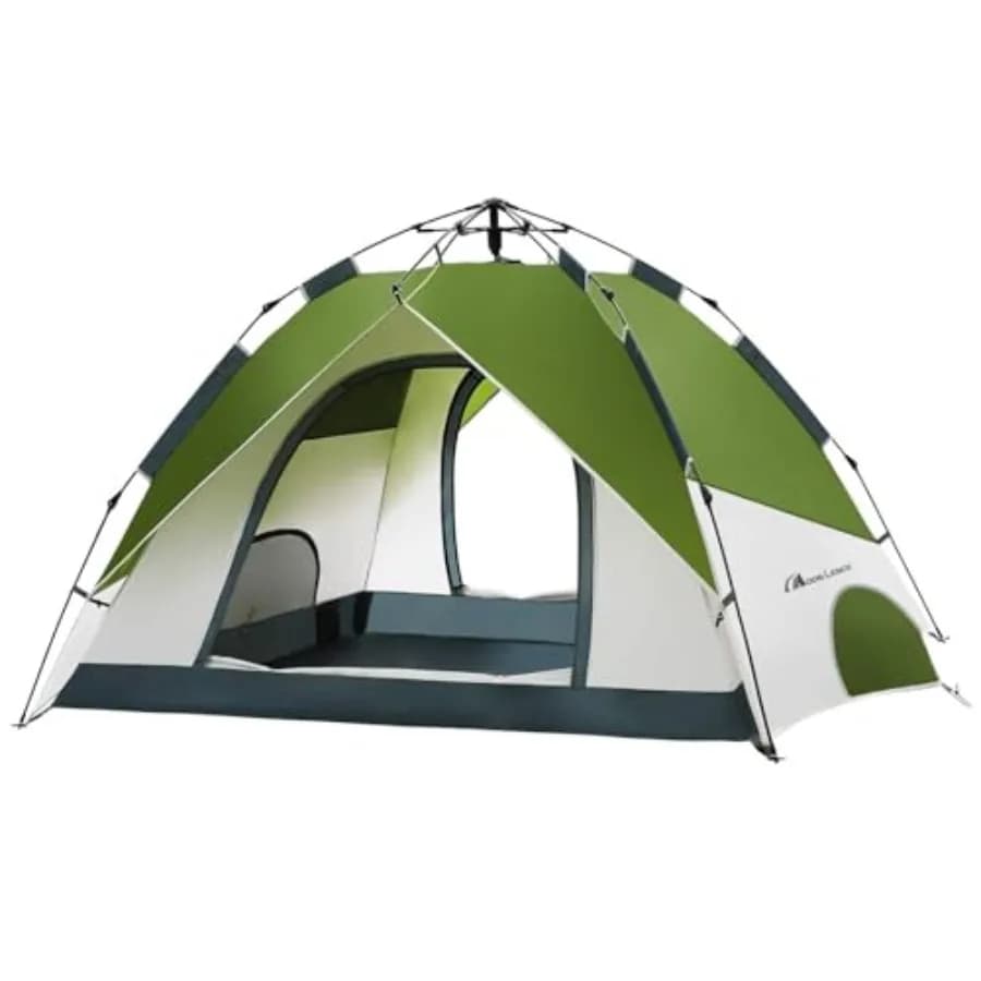 Tenda Pop-Up per 3-4 Persone, Montaggio Istantaneo in 60 Secondi, Tenda da Campeggio con 2 Porte, Resistente all'Acqua e al Vento, Tenda a Cupola per Campeggio in Auto e Giardino