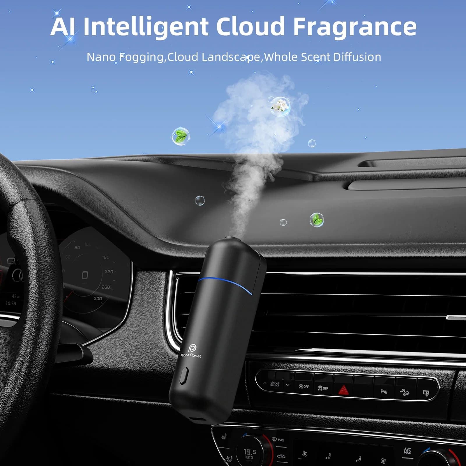 Diffusore di Aromi per Auto 7 in 1 Smart Cloud in Cotone Migliorato, Umidificatore e Deodorante per Auto