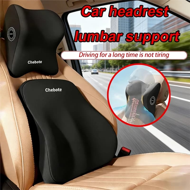 Cuscino Universale per Sedile Auto, Supporto Lombare e Cuscino per il Collo in Memory Foam, per Comfort e Sollievo dalla Fatica, Adatto alla Maggior Parte delle Auto