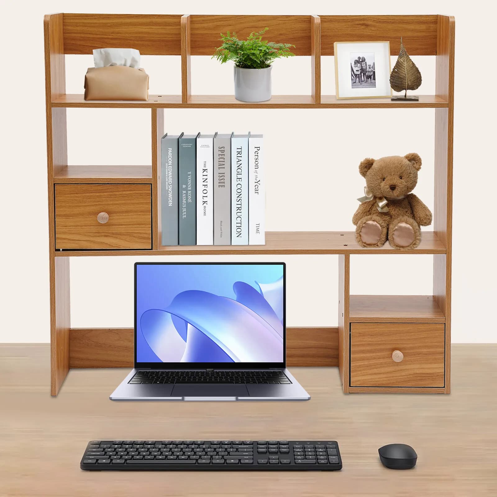 Libreria da Scrivania Color Pino, Organizzatore Moderno per Casa e Ufficio