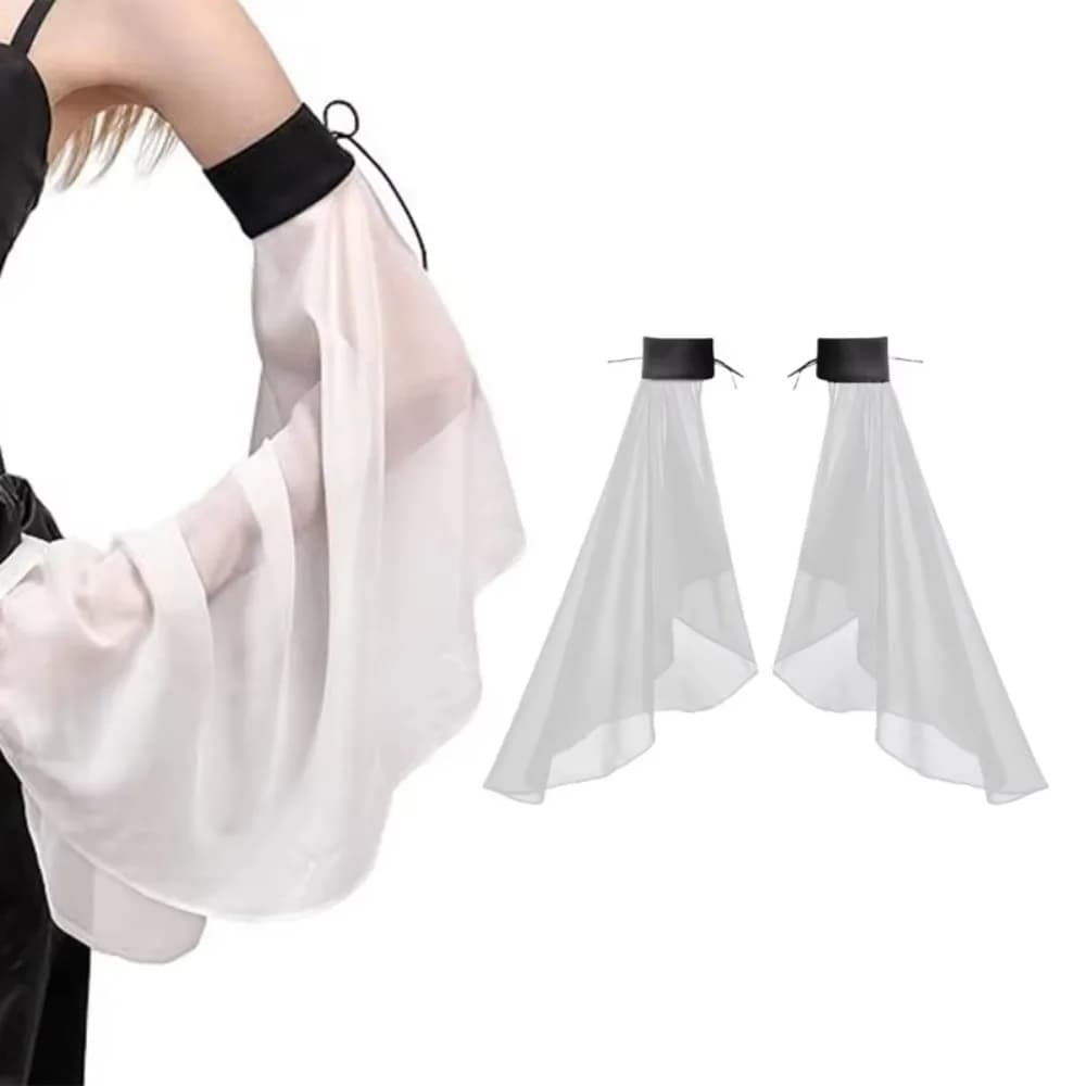 Fashion Sunscreen Long Tulle Sleeves Breathable Thin Sheer Bridal Gloves Chiffon Gothic Wedding Gloves Wedding Party
