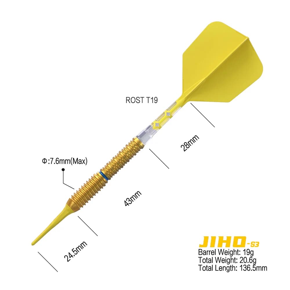 CUESOUL JIHO S3 19/21g Set di freccette con punta morbida al 90% di tungsteno con rivestimento in titanio