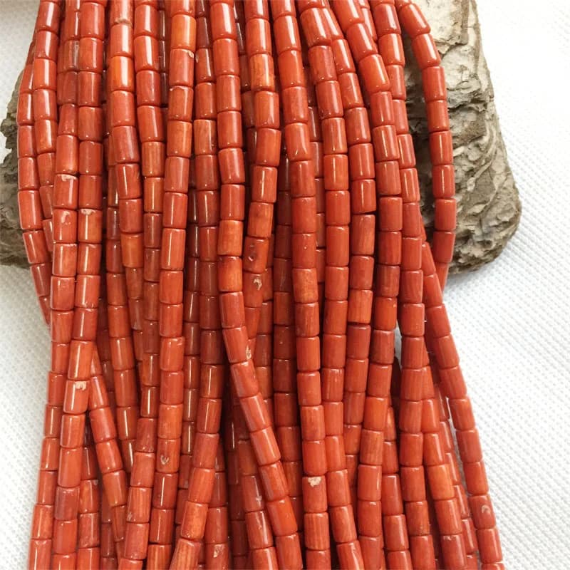 Raro 4*6MM Tubo Rotondo Arancione Rosso Corallo Pietra Preziosa Guarigione Potenza Perline di Pietra Naturale Per Gioielli Collana Bracciale Fare FAI DA TE