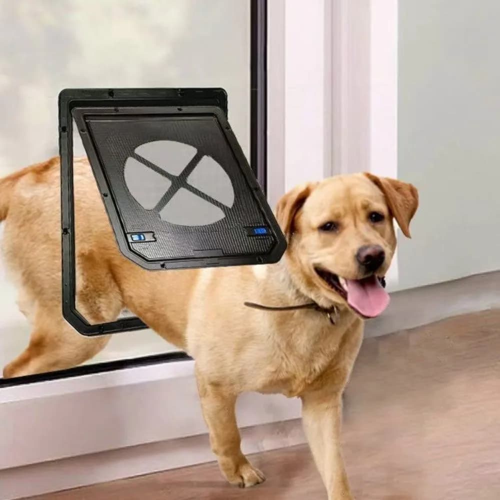 Porta con schermo con serratura in plastica per animali domestici Serratura automatica Porta con patta per cani resistente alle intemperie Ventilazione con patta magnetica Porta per animali domestici con chiusura automatica
