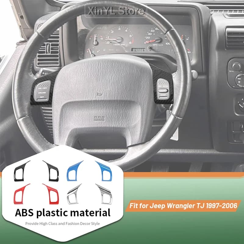 Accessories for interior decoration of the wheel of the car, frame for buttons, decorative coating for Jeep Wrangler TJ 1997-2006