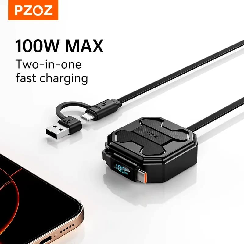 PZOZ For retractable usb c to type c lightning cable iphone xiaomi 17 pro max oneplus huawei realme charger fast charging cable