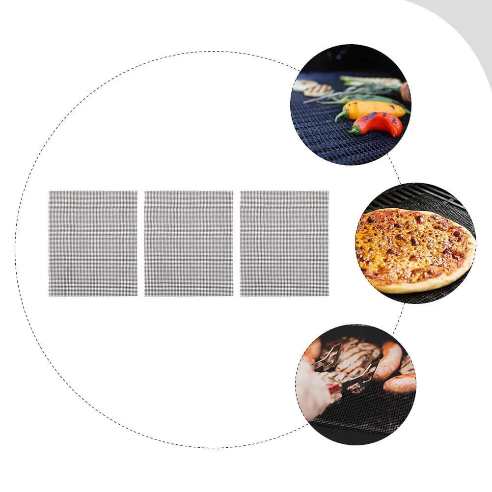 3 pieces of barbecue net, heat-resistant, non-stick, reusable, for outdoor grilling, camping, picnic, kitchen, fiberglass grid