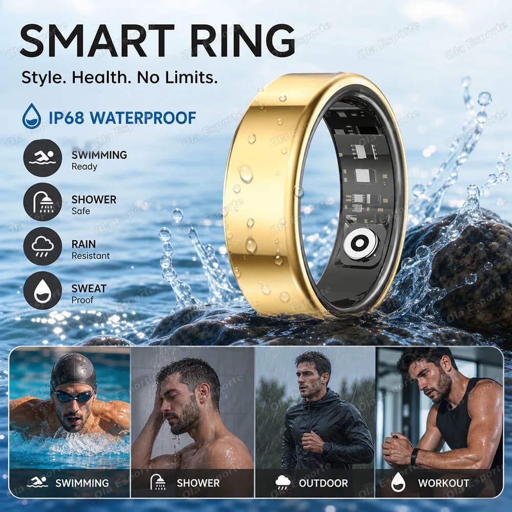 Outdoor Sports Waterproof Smart Ring Heart Rate Blood Pressure IP68 5ATM Camera Smart Remote Control Sleep Monitoring Smartring