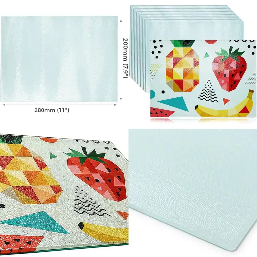 8x11 inch tempered glass cutters with non-slip surface for kitchen, heat-resistant and tested for sublimation designs