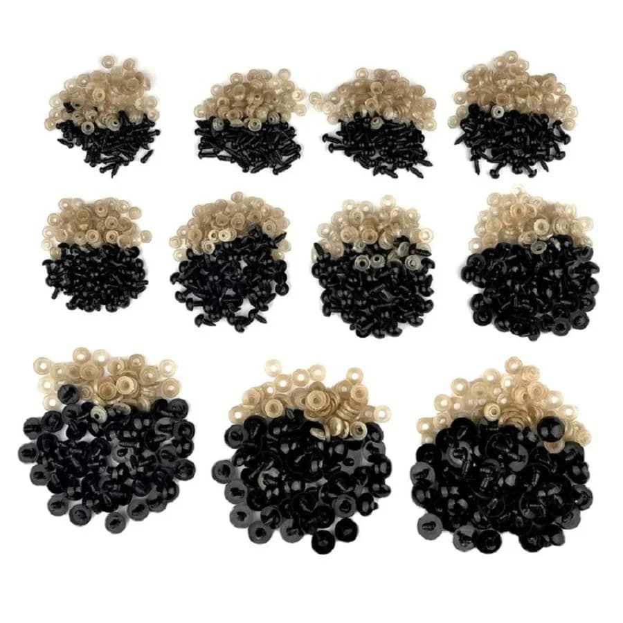 8/10/12/14mm Occhi di sicurezza in plastica per giocattoli Fai da te Mix Size Crochet Occhio animale per giocattoli bambola Accessori Amigurumi