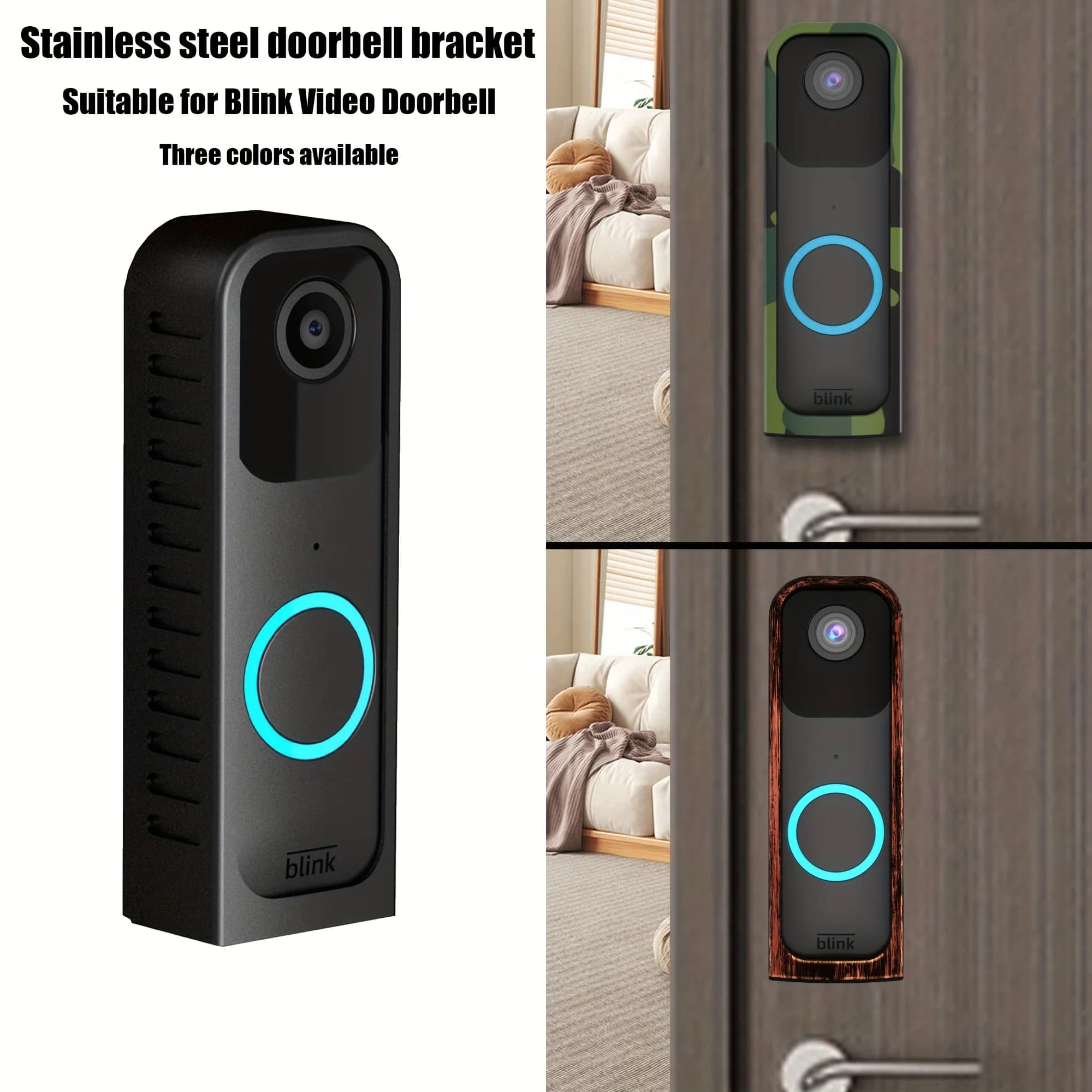 Staffa per campanello in acciaio inossidabile adatta per Blink Video Doorbell staffa per campanello visivo custodia protettiva per campanello antifurto