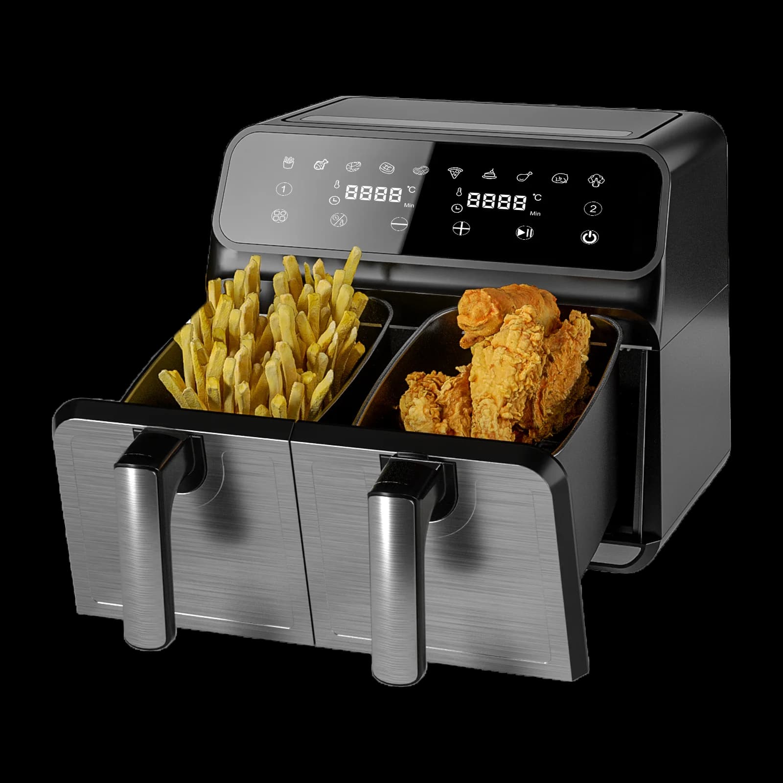 Friggitrice ad Aria con Due Cestelli Indipendenti da 4,0L, Friggitrice Digitale Multifunzione 4-in-1