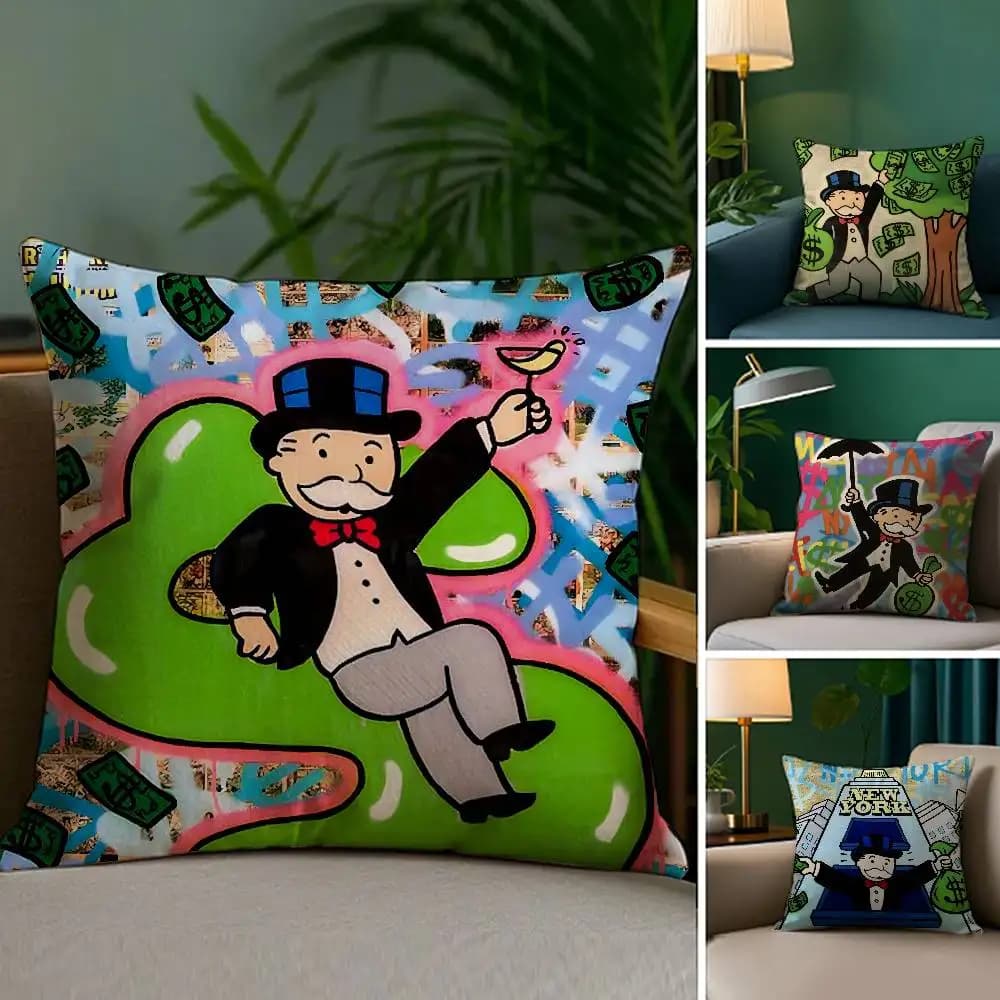 Cartoon M-Monopoly Pillow Case Plush Fabric Soft Double Sided Print Sofa Cushion Cover Throw Pillow Covers