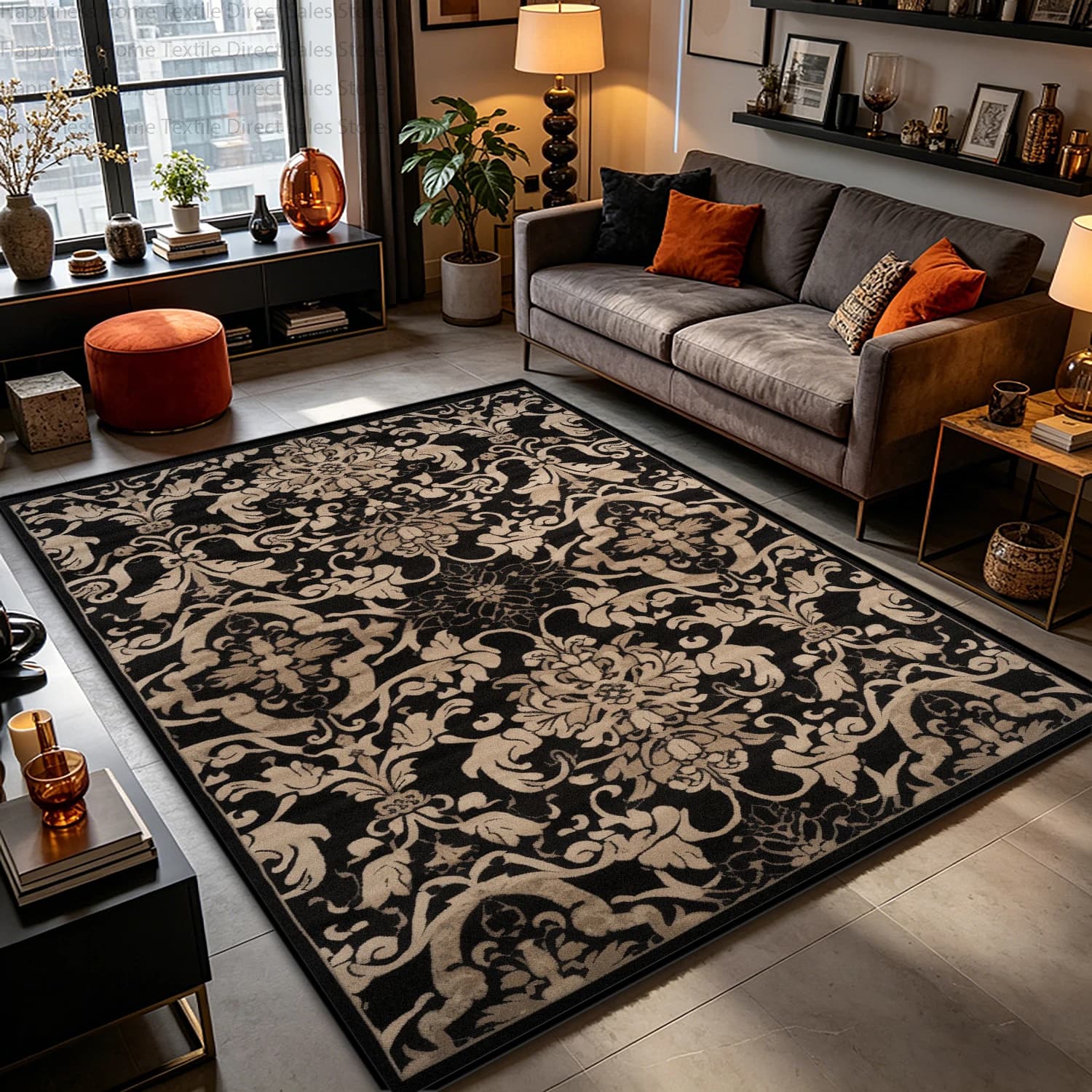 Tappeto Moderno Marrone Scuro con Decorazioni Geometriche per Soggiorno, Lavabile in Lavatrice, Antiscivolo, Morbido e Soffice per Camera da Letto e Ufficio