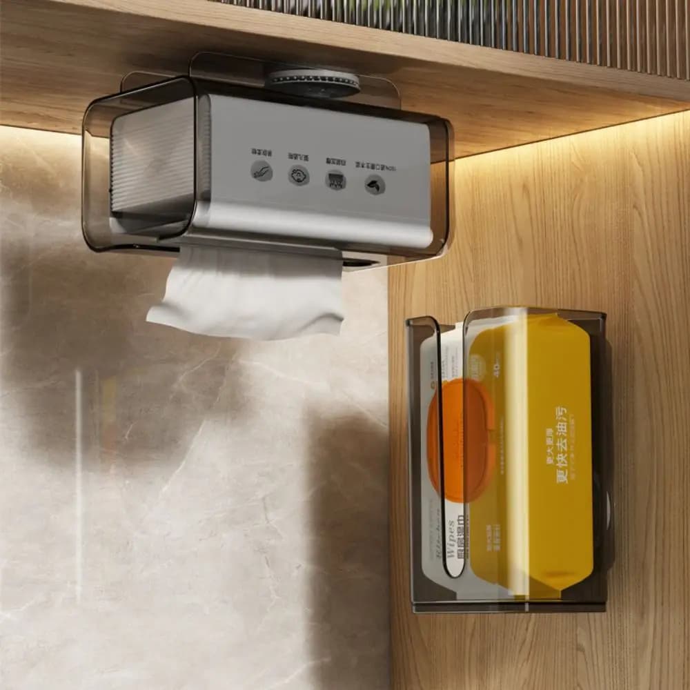 Porta Fazzoletti a Ventosa Senza Foratura, Contenitore Trasparente Rimovibile per Carta Igienica, Contenitore Multifunzionale Ricaricabile per Salviette Umidificate, per Camera da Letto
