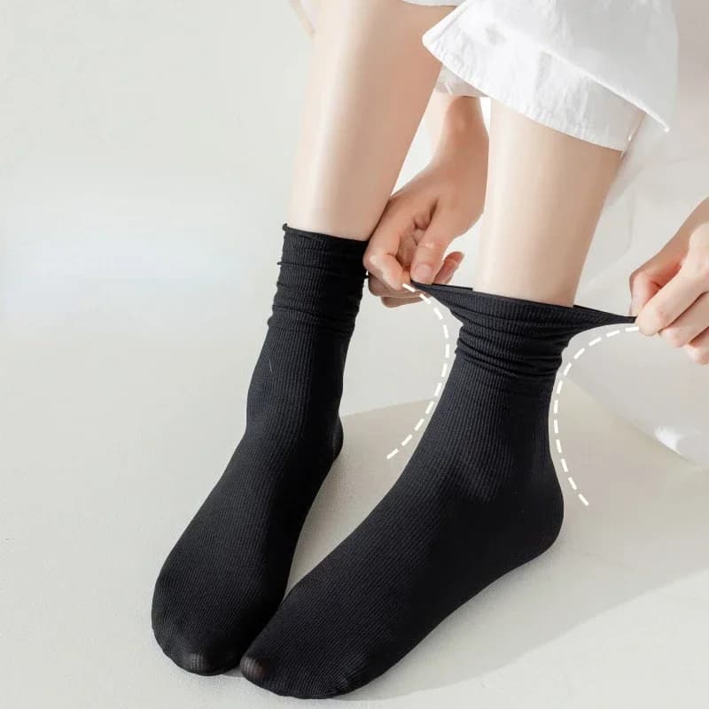 10 paia di calzini medi da donna in seta ghiacciata: stile impilato in tinta unita, traspiranti e confortevoli, calzini casual Kawaii
