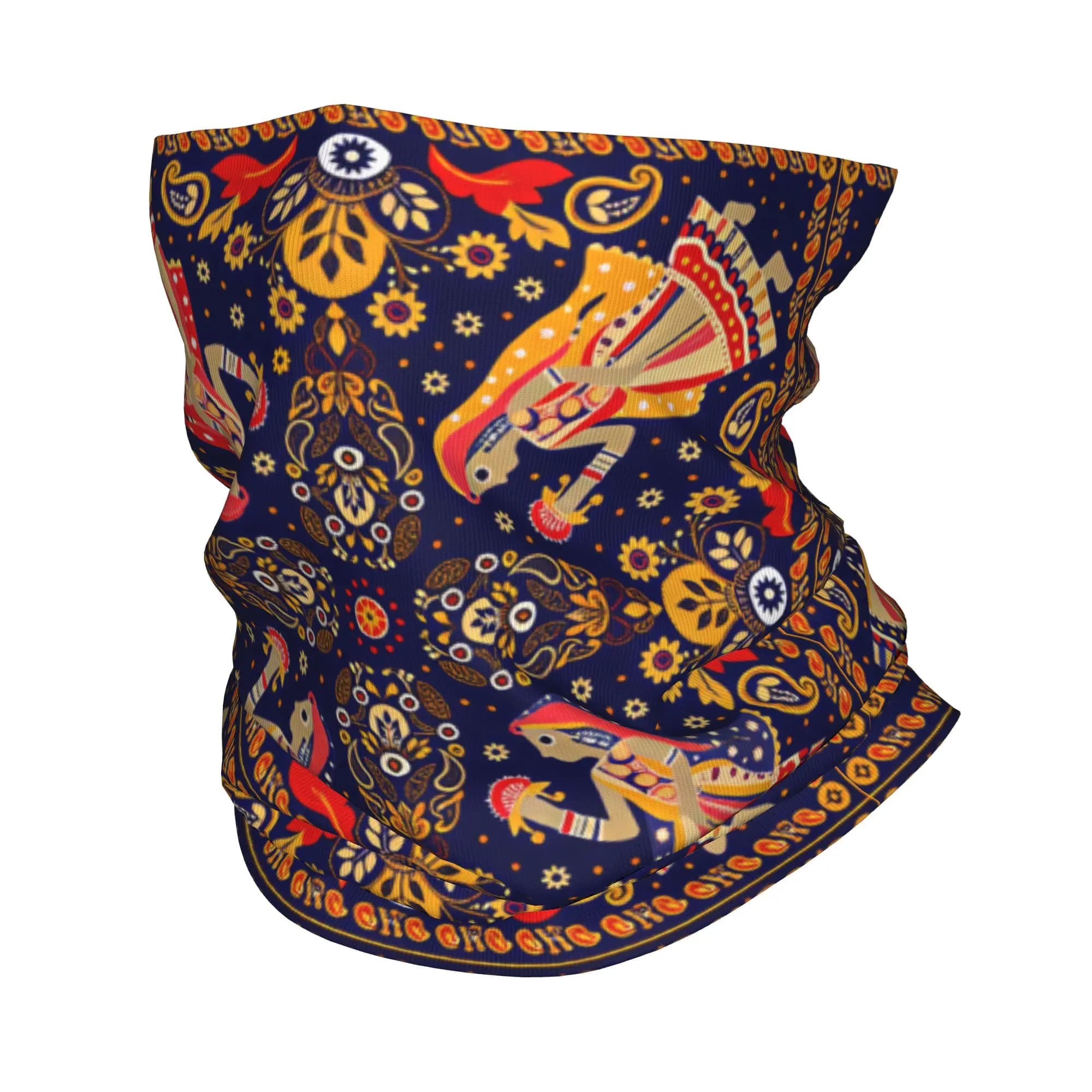 Indian Folk Dancing Figure Paisley Bandana Balaclava Spring Riding Fishing Windproof Bicycle Mask Soft Motorcycle Face Masks