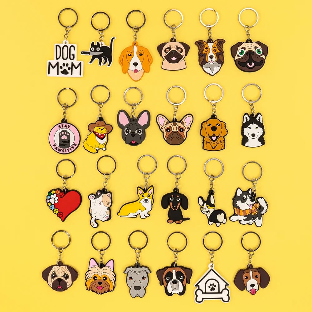 20PCS Cute Animal Keychain Kawaii Dogs Cats Ducks Key Chain for Women Men Handbag Cool Car Key Accessories Cute Animal Key Ring