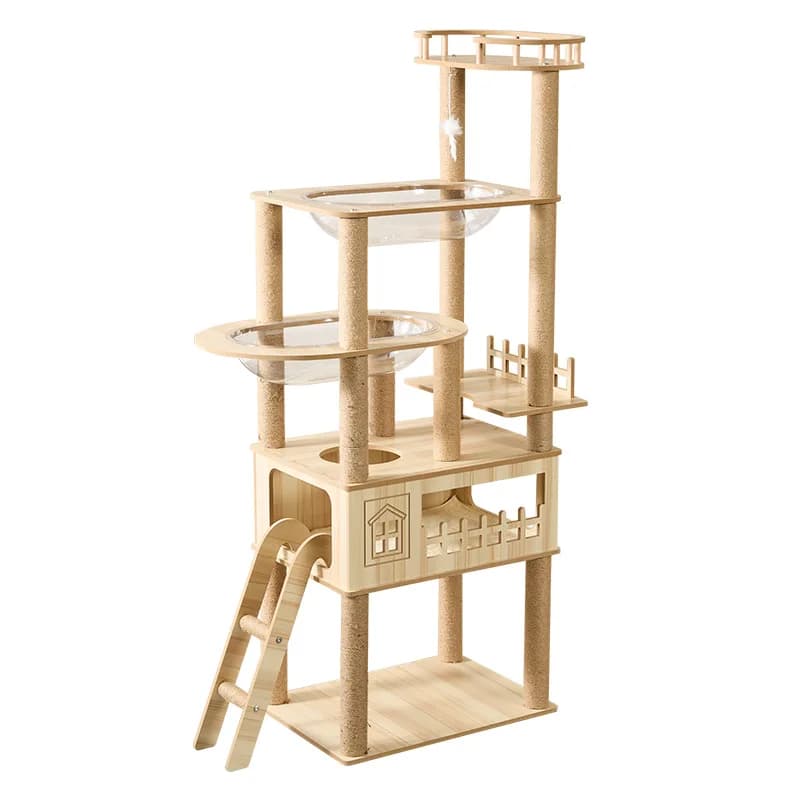 Grande struttura da arrampicata per gatti con doppia capsula trasparente deluxe Fat Cat Multi Family Tree Villa Arrampicata