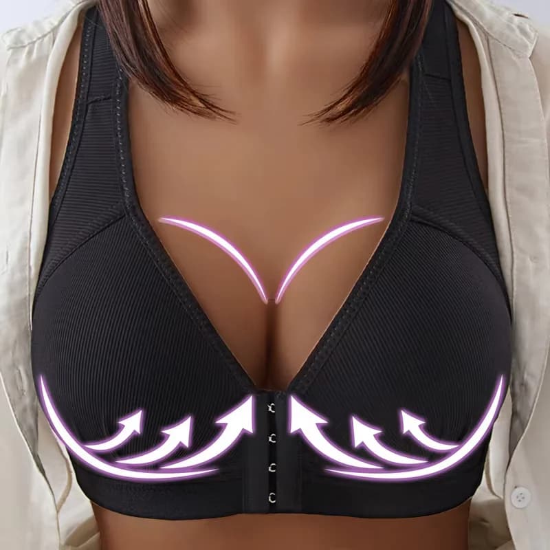 Reggiseno push up con bottoni frontali senza anello in acciaio Reggiseno da donna aperto sul davanti Supporto completo Bralette Sollevamento reggiseno Intimo antiurto