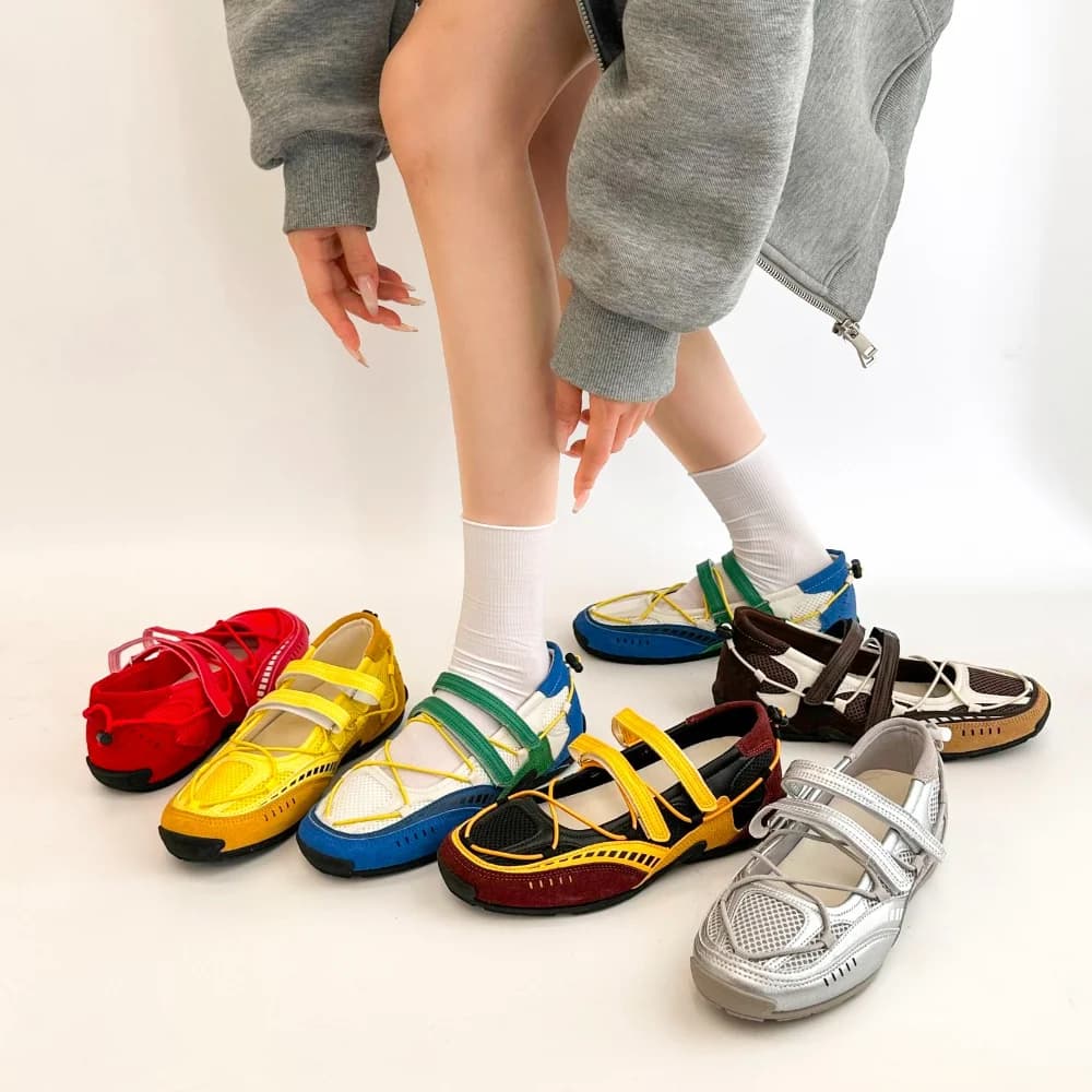 Scarpe Casual in Rete Argento alla Moda, Nuove Scarpe Estive da Donna con Chiusura a Strappo, Sottili e Traspiranti, Stile Mary Jane
