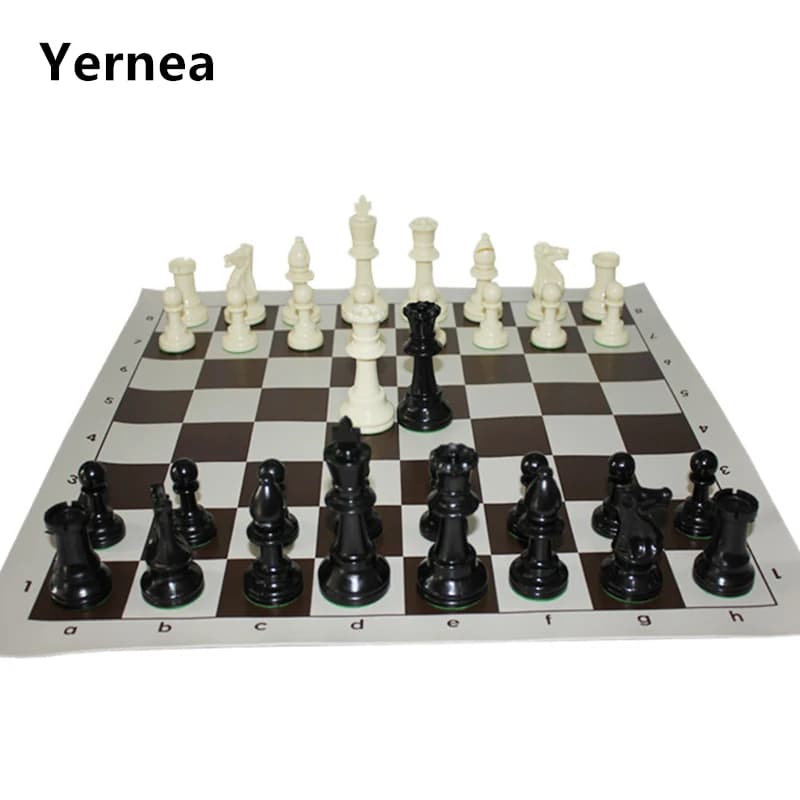 International Standard Chess Game Set Competition King 97mm(3.82inch) Large Plastic Chess Set with Chessboard 4 Rear Game