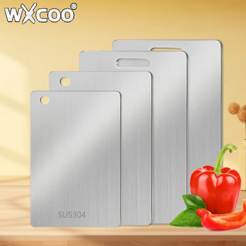WXCOO Tagliere da cucina Tavole in acciaio inossidabile addensate per tagliare verdure Frutta Carne Tagliere per uso alimentare