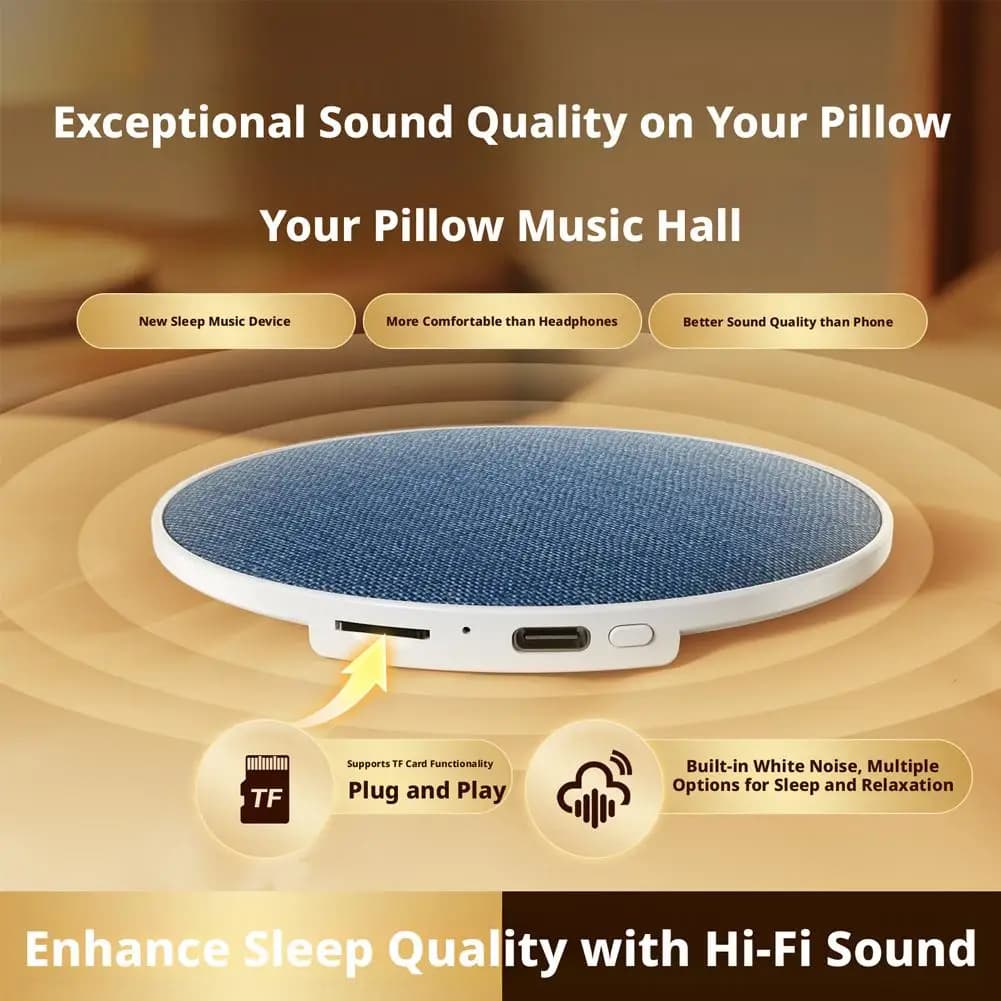 Altoparlante Bluetooth a Ultrasuoni da Cuscino, Audio Dinamico per Aiuto al Sonno, Terapia del Suono da Comodino