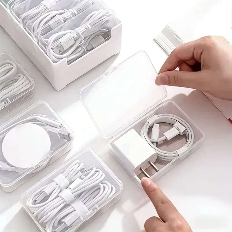 USB charger storage box, photoelectric card storage box, plastic cable management box set, data cable desktop storage box