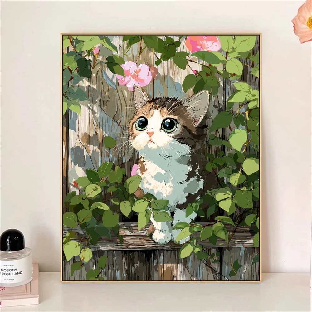 Paint by Numbers For Adult Kit Big-eyed Kitten DIY Dropshipping acrylic Oil Painting Canvas by Number Home Decor
