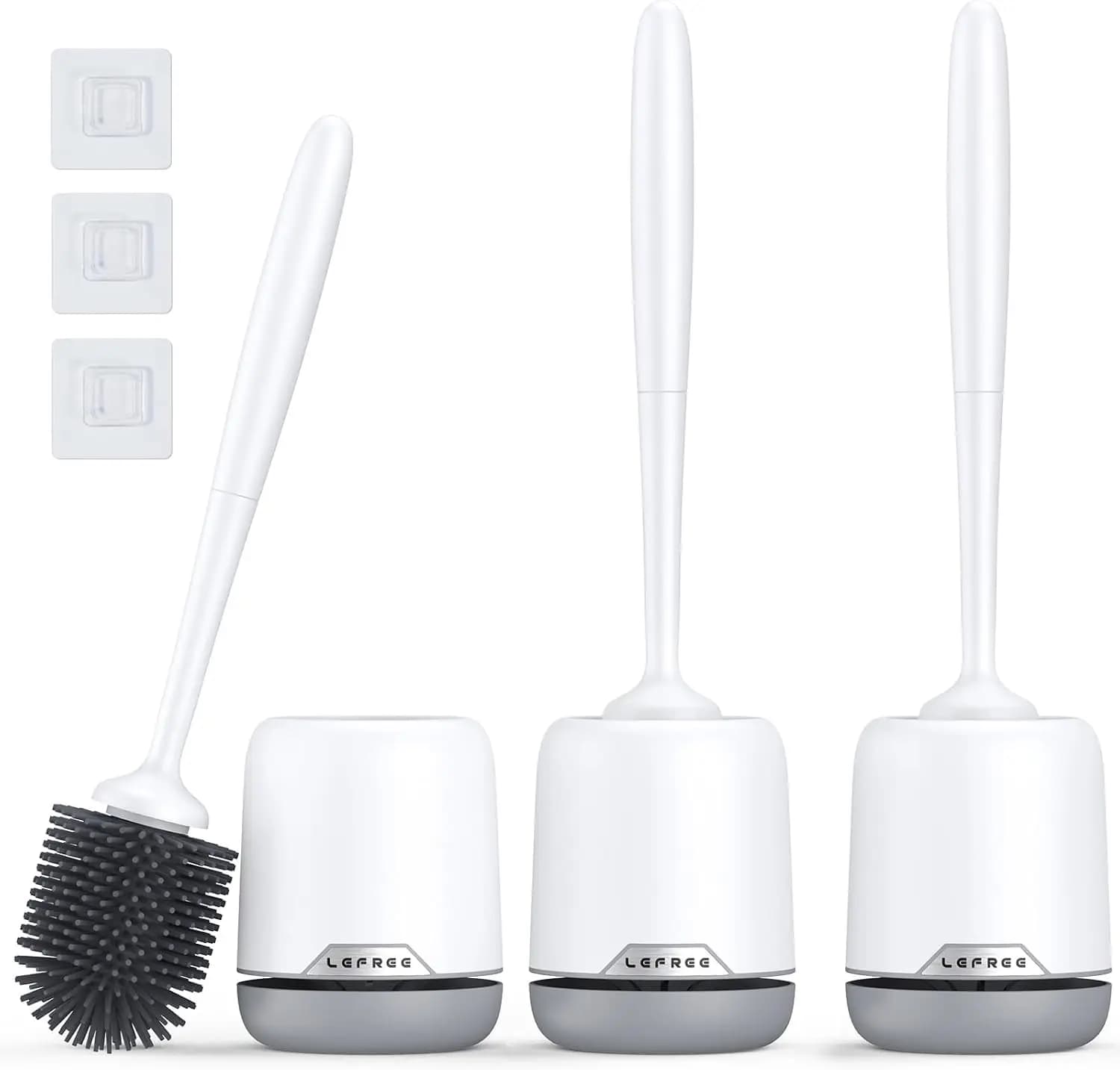 Set di Spazzole per WC, 3 Pezzi, Spazzola in Silicone per WC con Supporto Ventilato, per Bagno