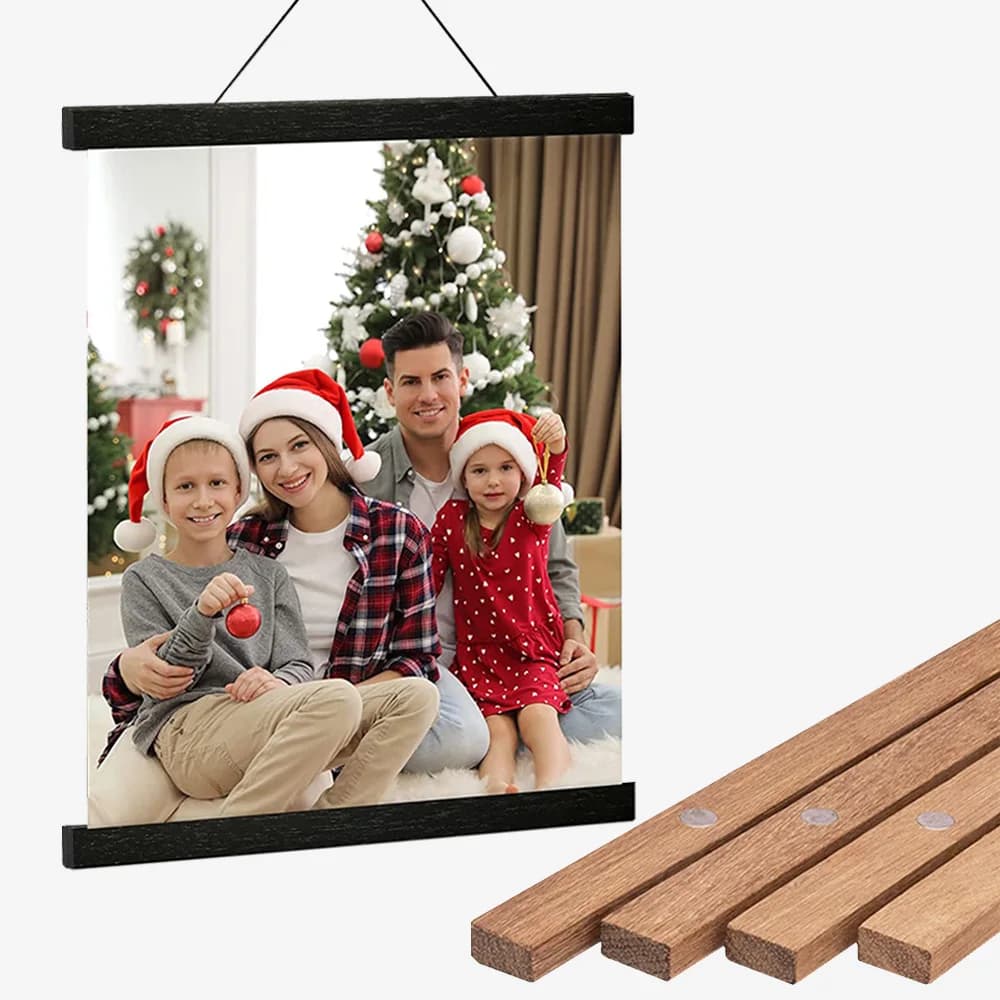 Cornice magnetica per poster in legno fai-da-te, kit per appendere foto in teak/pino, per immagini, stampe su tela, rotolo di poster, opere d'arte, supporto per stampa