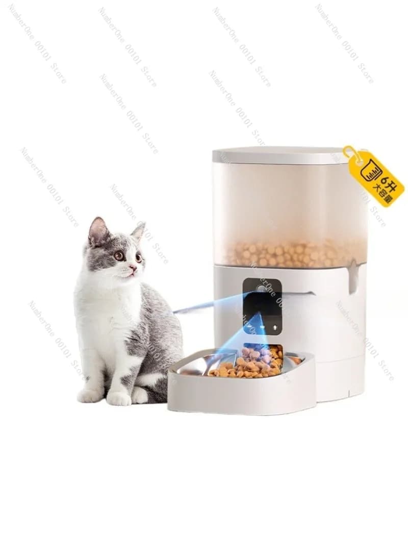 Alimentatore intelligente con doppia fotocamera per gatti intelligenti, alimentatore quantitativo temporizzato per animali domestici, monitoraggio video remoto per cani e gatti